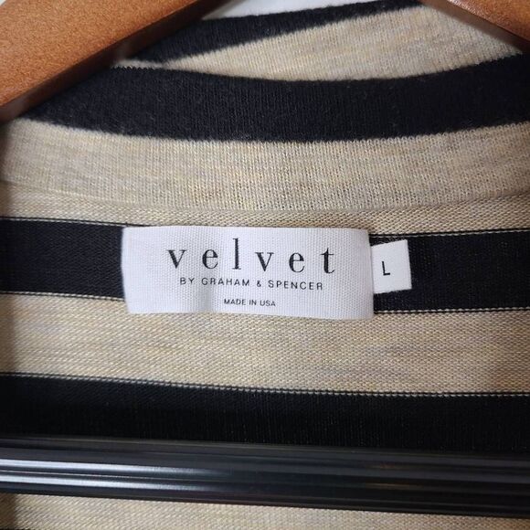 Velvet by Graham & Spencer Violetta Striped Asymmetrical Soft Knit Cardigan sz L - Picture 3 of 4